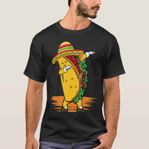 Fun Dabbing Taco Cinco de Mayo Mexican Food Sombre T_Shirt