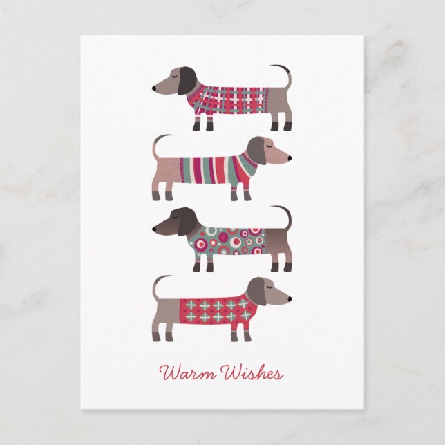 Fun Dachshund Dog Holiday Postcard (Front)