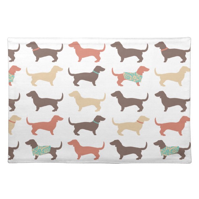 Fun Dachshund Dog Pattern Cloth Placemat (Front)