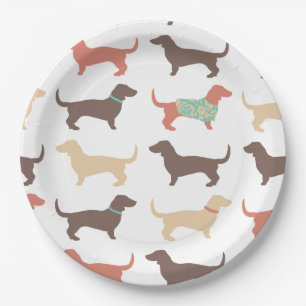 Fun Dachshund Dog Pattern Paper Plates