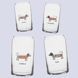 Fun Dachshund Wiener Sausage Dog Personalized Name Can Glass