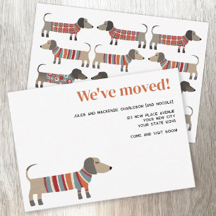 Fun Dachsund Dog Moving Announcement