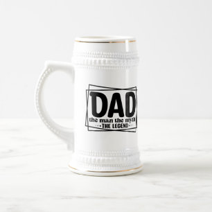 Fun Dad man myth legend word art Beer Stein