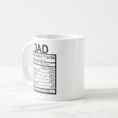 Fun Dad Nutritional Label Coffee Mug (Front Left)