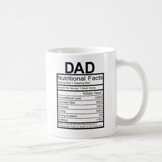 Fun Dad Nutritional Label Coffee Mug (Right)
