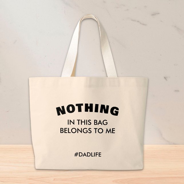 Fun Dad Slogan Dadlife Bold Typography Dad gift  Large Tote Bag (Creator Uploaded)