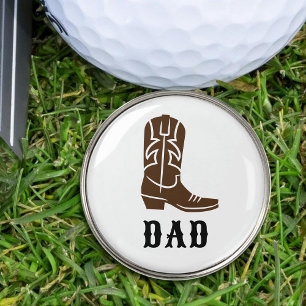 Fun Dad Western Cowboy Boot Rustic Brown Set Golf Ball Marker