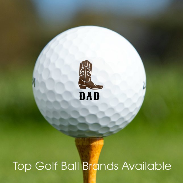 Fun Dad Western Cowboy Boot Rustic Brown Set Golf Balls (Creator Uploaded)