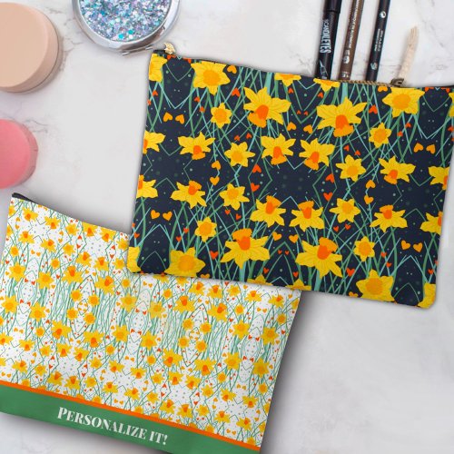 Fun Daffodil Floral Pattern Custom Accessory Bag