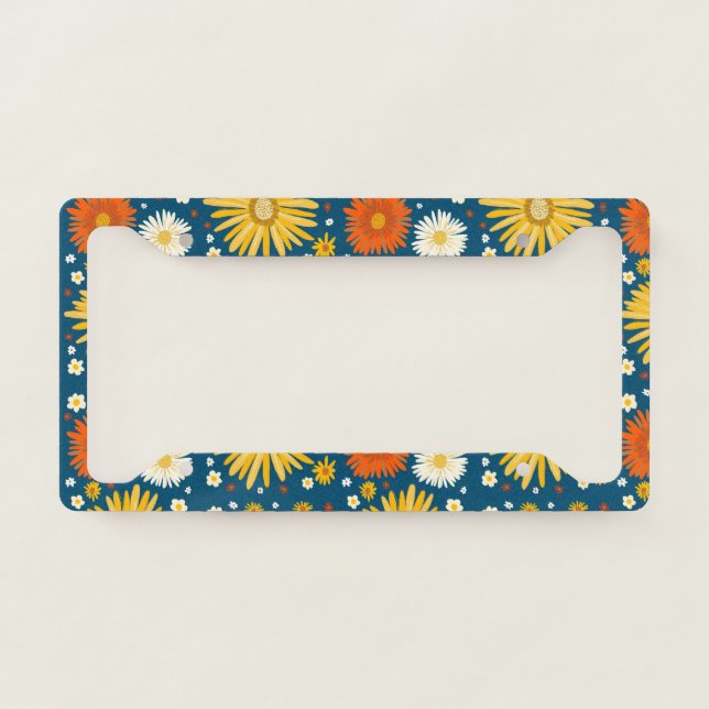 Fun Daisies Cute Colorful Handmade Boho License Plate Frame (Front)