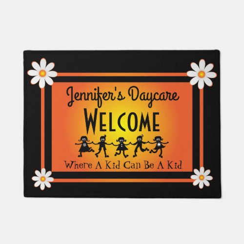 Fun Daisies  Kids Personalized Daycare Welcome Doormat