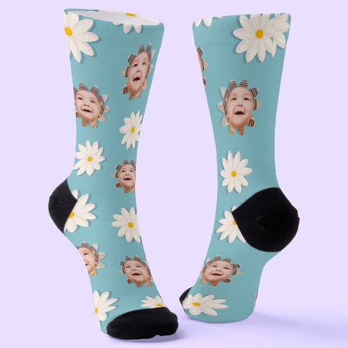 Fun Daisy Print Custom Image Socks