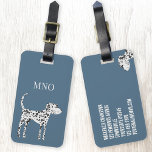Fun Dalmatian Dog Monogram Luggage Tag<br><div class="desc">Cute Dalmatian dog on a teal green background.  Original art by Nic Squirrell.  Change or remove the monogram initials,  and put your own details on the back to personalize.</div>