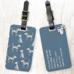 Fun Dalmatian Dog Pattern Luggage Tag<br><div class="desc">Cute Dalmatian dog pattern on a teal green background.  Original art by Nic Squirrell.  Change the details on the back to personalize.</div>