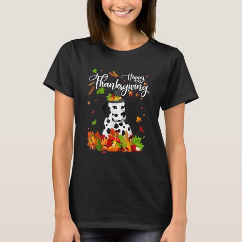 Fun Dalmatian Thanksgiving Autumn Dog T_Shirt