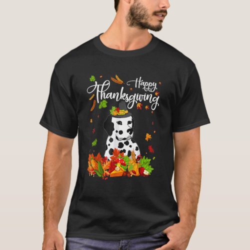 Fun Dalmatian Thanksgiving Autumn Dog T_Shirt