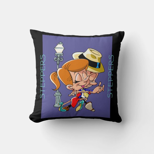 Fun DANCE cartoon couple Swing dancing Throw Pillow (Front)