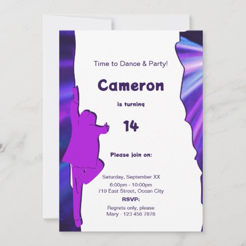 Fun Dance Party 14th Birthday Invitation