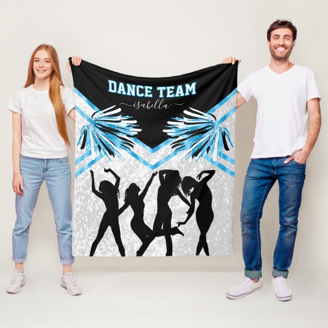 Fun Dance Team Black, White and Baby Blue Fleece Blanket (In Situ)