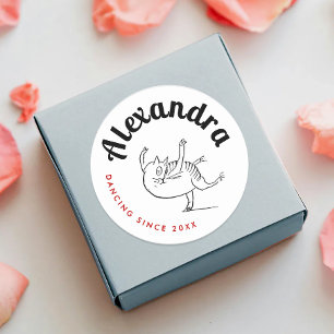 Fun Dancing Cat Red And White Edward Lear Classic Classic Round Sticker