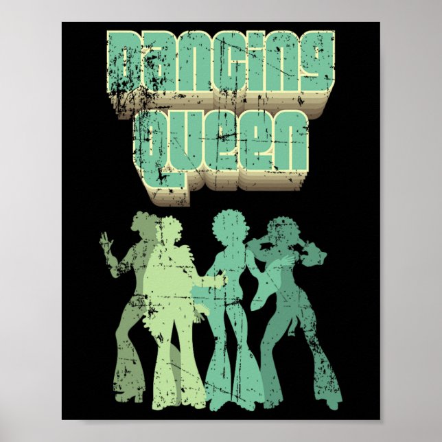 Fun Dancing Queen Disco Party Retro Distressed Des Poster (Front)
