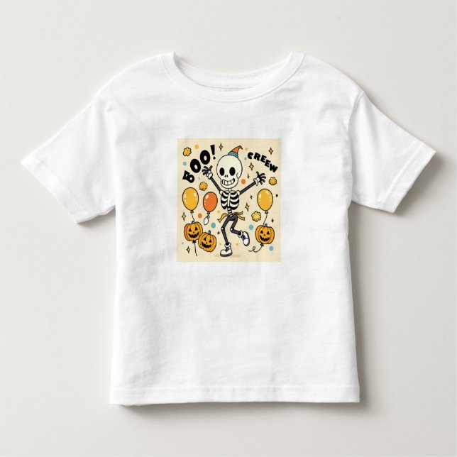 Fun Dancing Skeleton “Boo Crew” Halloween Vector  Toddler T-shirt (Front)