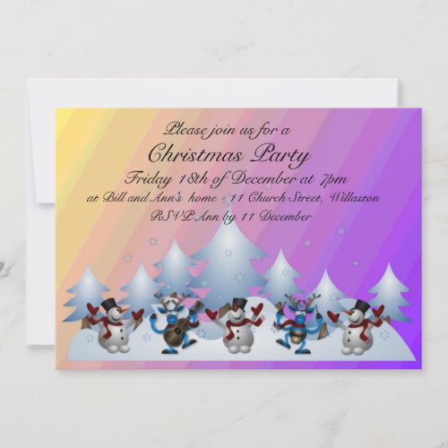 Fun Dancing Snowmen Invitation Card