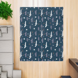 Fun Dark Blue Airplane Kids Room Cute Rug