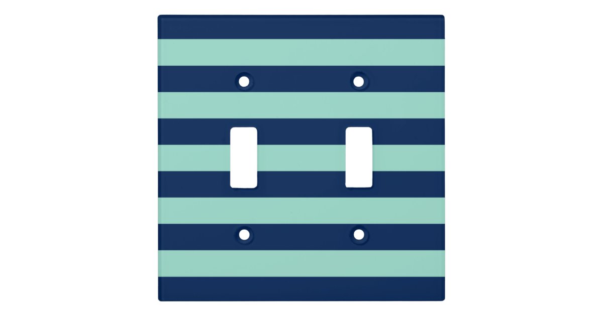 Fun Dark Blue And Seafoam Green Stripes Light Switch Cover Zazzle Com