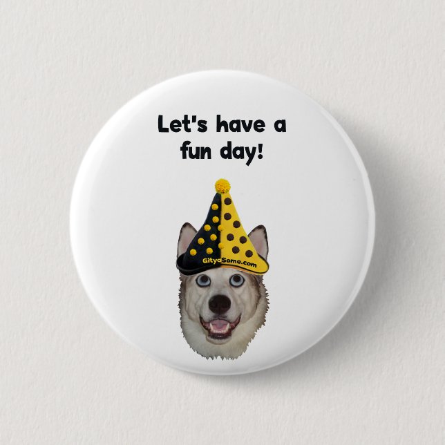 Fun Day Clown Dog Button (Front)