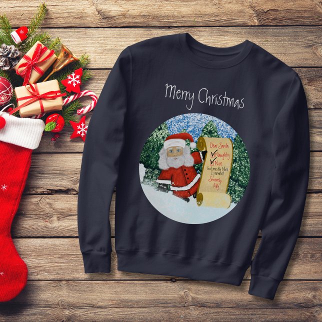 Fun Dear Santa Naughty or Nice Letter Ugly Sweater (Creator Uploaded)