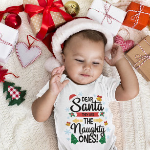 Fun dear Santa they are the naughty ones Christmas Baby Bodysuit