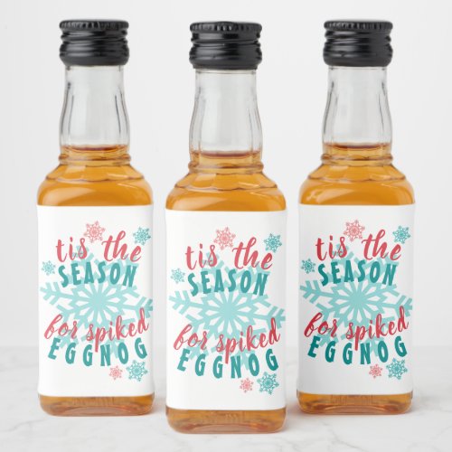Fun December Winter Season Eggnog Quote Word Art Liquor Bottle Label
