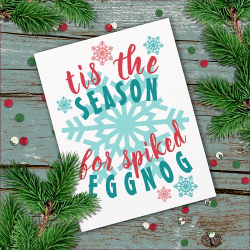 Fun December Winter Season Eggnog Quote Word Art Postcard