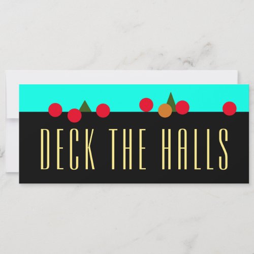 Fun Deck The Halls Bright Mint Abstract Mantel Holiday Card