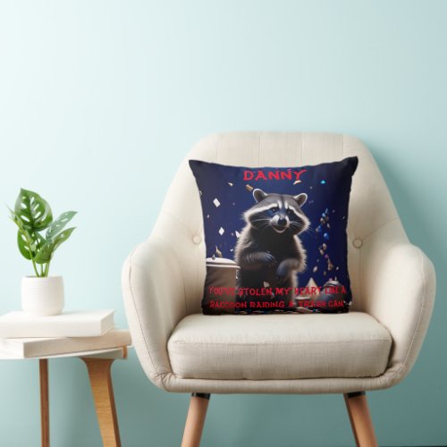 Fun Decorative Custom Valentines Day Raccoon Throw Pillow