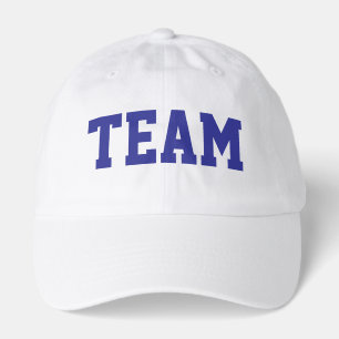 Fun Deep Blue Athletic TEAM Text White Background Hat