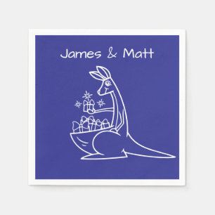 Fun Deep Blue Kangaroo Birthday Party Napkins