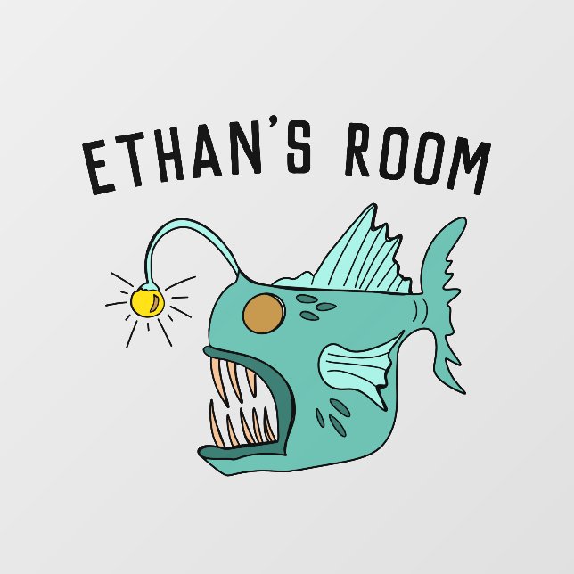 Fun Deep Sea Anglerfish Boy's Bedroom Wall Decal (Front)