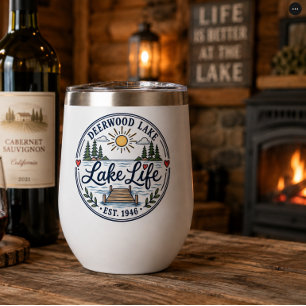 Fun Deerwood Lake Dock Lake Life Thermal Wine Tumbler