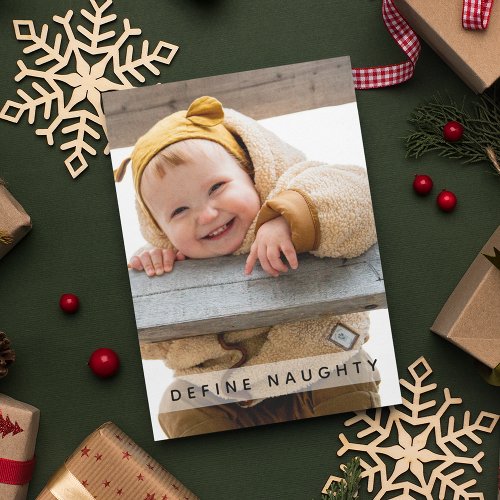 Fun Define Naughty  Photo Christmas Holiday Card