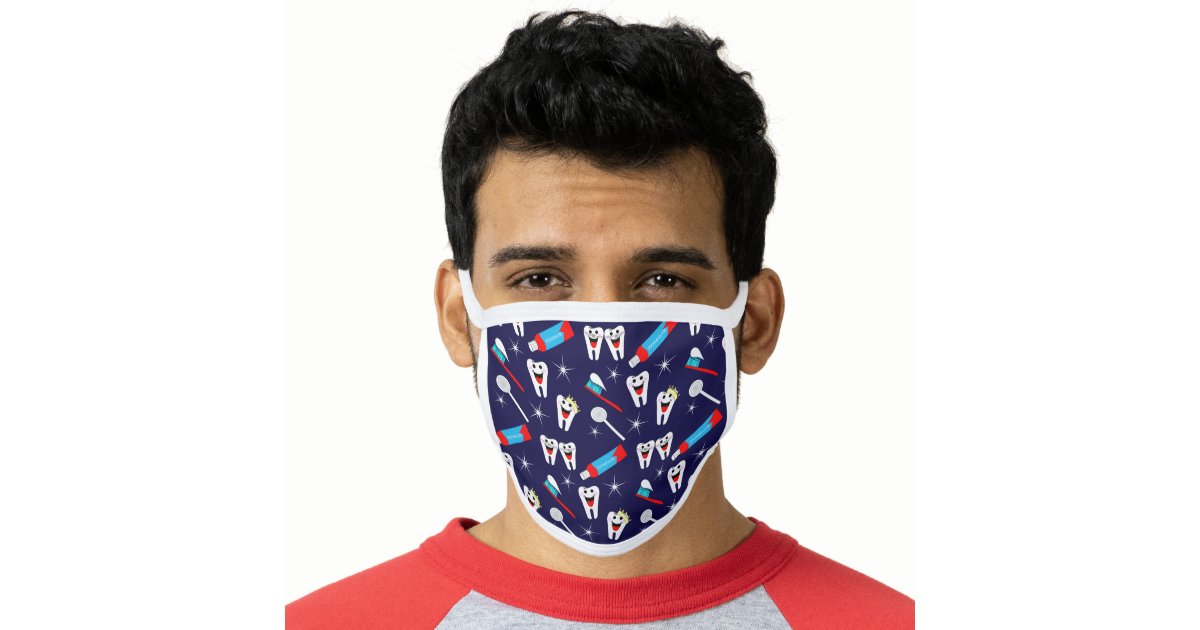 Fun Dental Clinic Dentist Cartoon Teeth Face Mask Zazzle