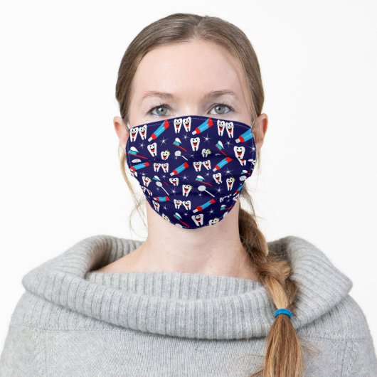 Fun Dental Dentist Cartoon Teeth Adult Cloth Face Mask (Worn)