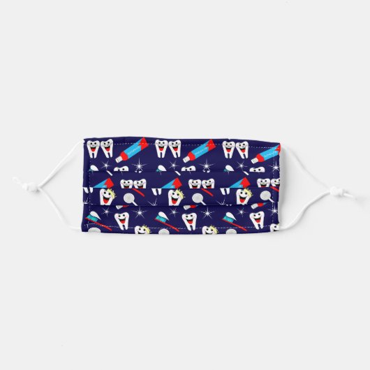 Fun Dental Dentist Cartoon Teeth Adult Cloth Face Mask (Front, Folded)