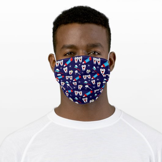 Fun Dental Dentist Cartoon Teeth Adult Cloth Face Mask (Worn)