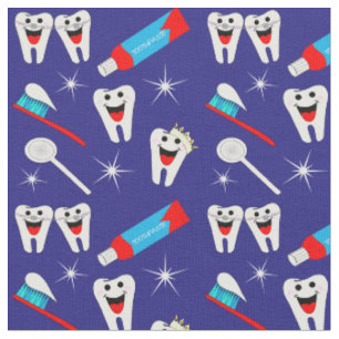 Fun Dental Dentist Cartoon Teeth Fabric