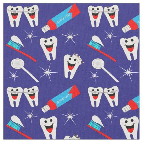 Fun Dental Dentist Cartoon Teeth Fabric