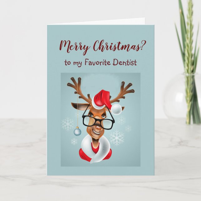 Fun Dentist Christmas Wishes Santa Claus Holiday Card (Front)