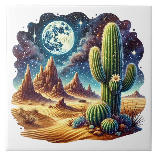 Fun desert scene lovers ceramic tile (Front)
