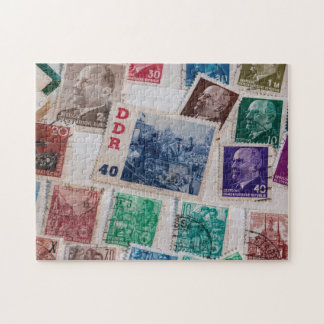Fun Design With East German Postage Stamps Jigsaw Puzzle